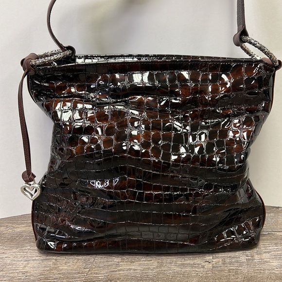 Brighton CHER Croc Patent Leather Shoulder Bag with Duster/Storage Bag D446849 - Picture 2 of 11